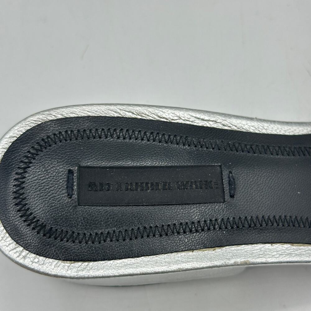 ALEXANDER WANG Lou Metallic Slide Sandal Heel Cutout Silver Sz 38/US 8 $450 - Picture 7 of 9